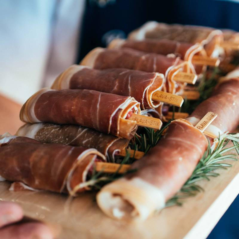lamb seasoned with fetta & rosemary wrapped in prosciutto