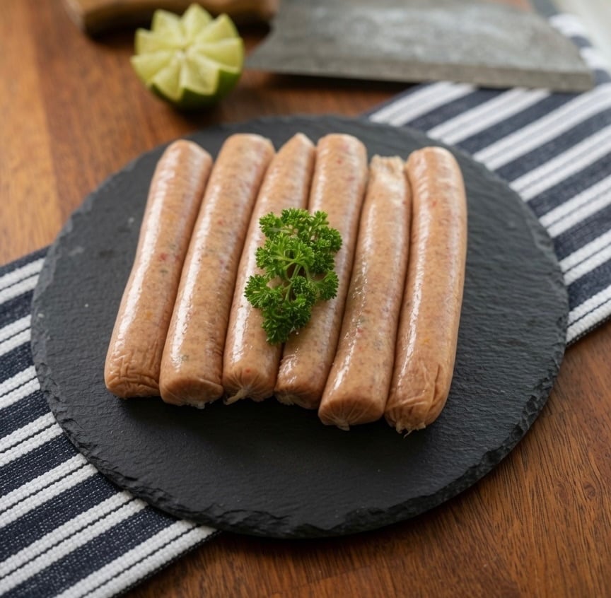 thai chicken sausages with fresh lemongrass & coconut