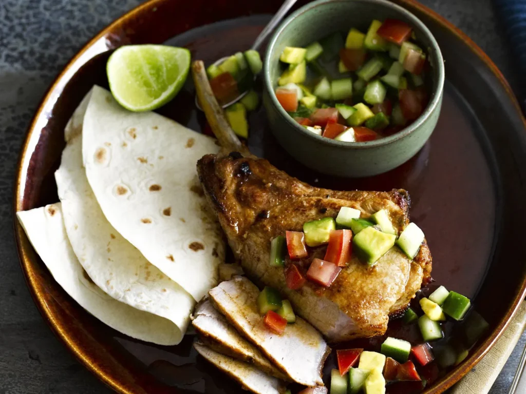 mexican pork cutlets with avocado salsa