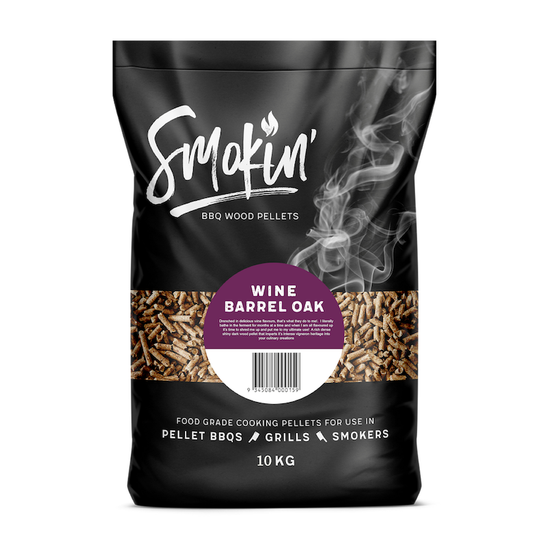 smokin' wine barrel oak bbq pellets 10kg
